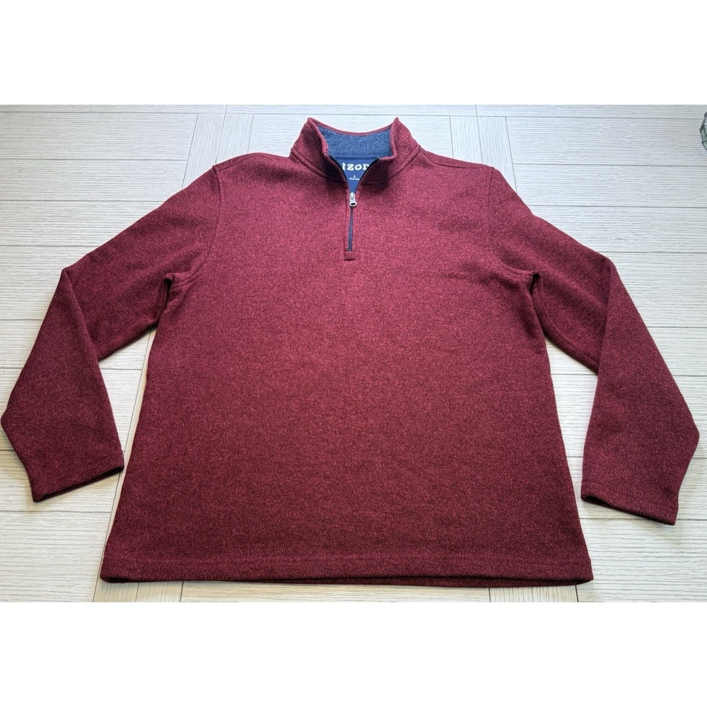 IZOD Men's‎ 1/4 Zip Pullover Maroon Textured Fleece Sweater Outdoor Gorp Core L